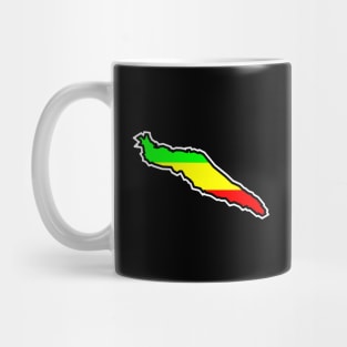 Texada Island Silhouette in Colourful Rasta Flag Pattern - Rastafarian Colours - Texada Island Mug